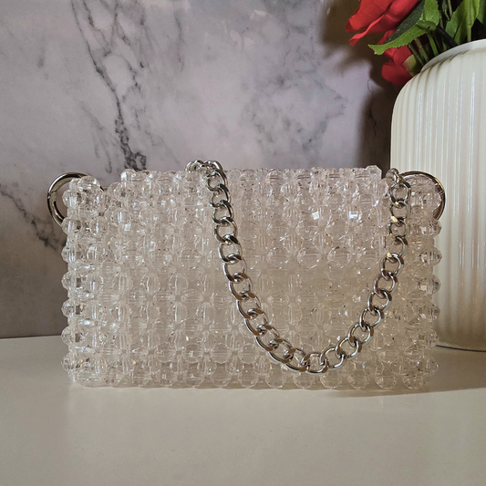 transparent beaded bag