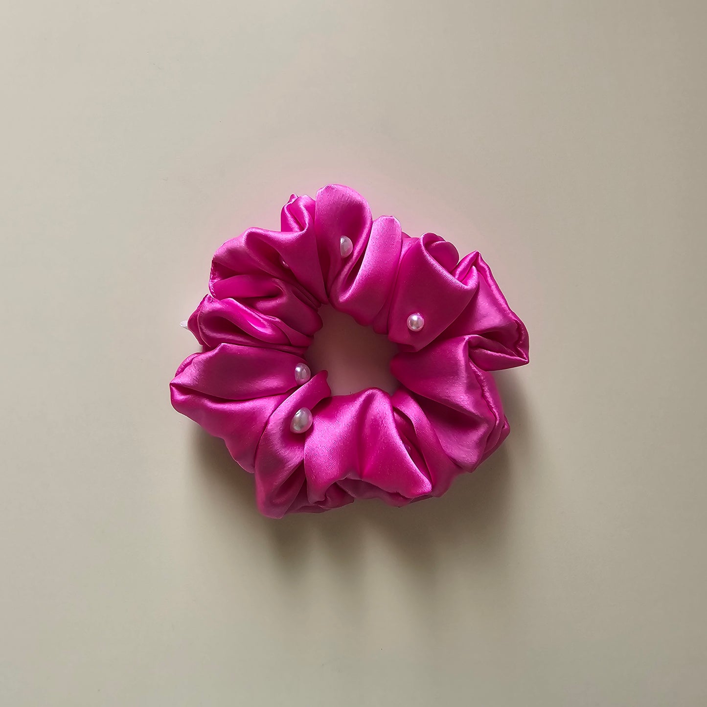 Luxurious Satin Scrunchie with Pearls