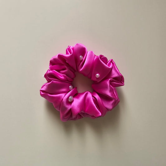 Luxurious Satin Scrunchie with Pearls
