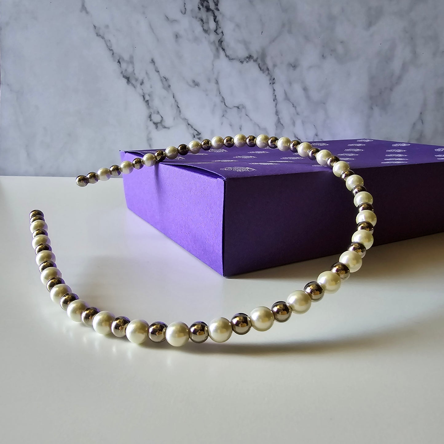 Pearl and Silver beads Hairband