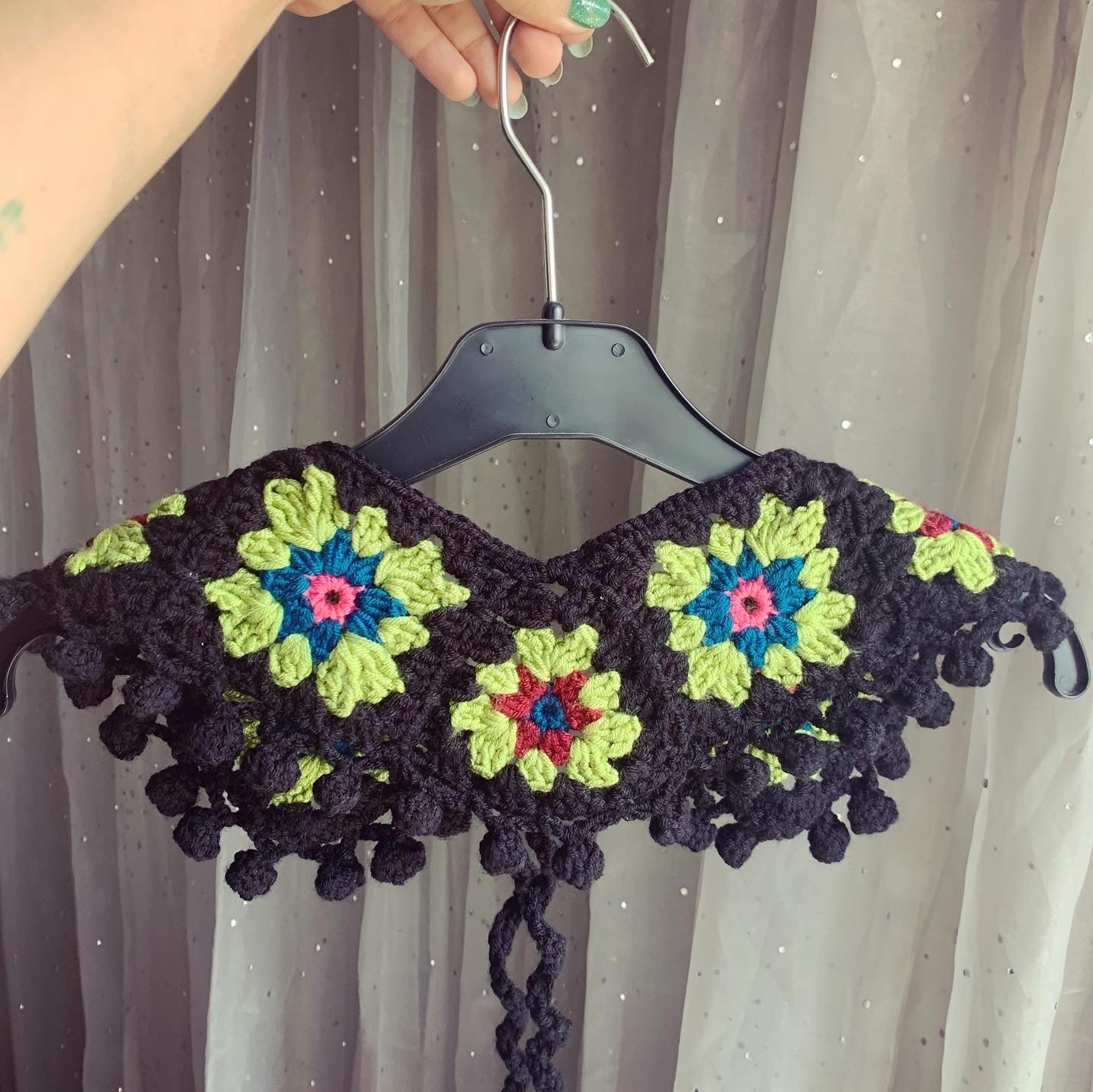 detachable collar, crochet collar, detachable crochet collar, crochet collar in black