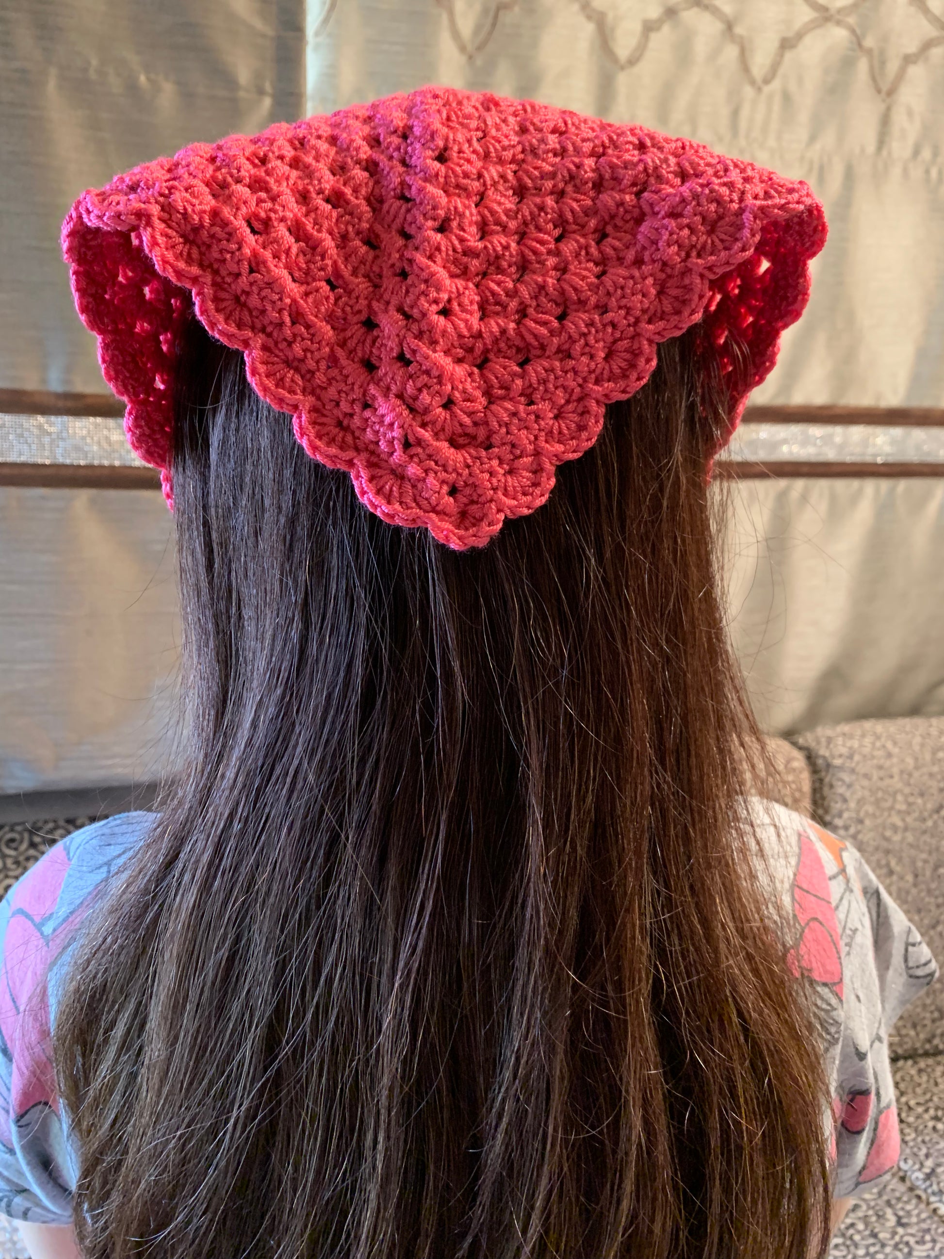 crochet bandana pink colour