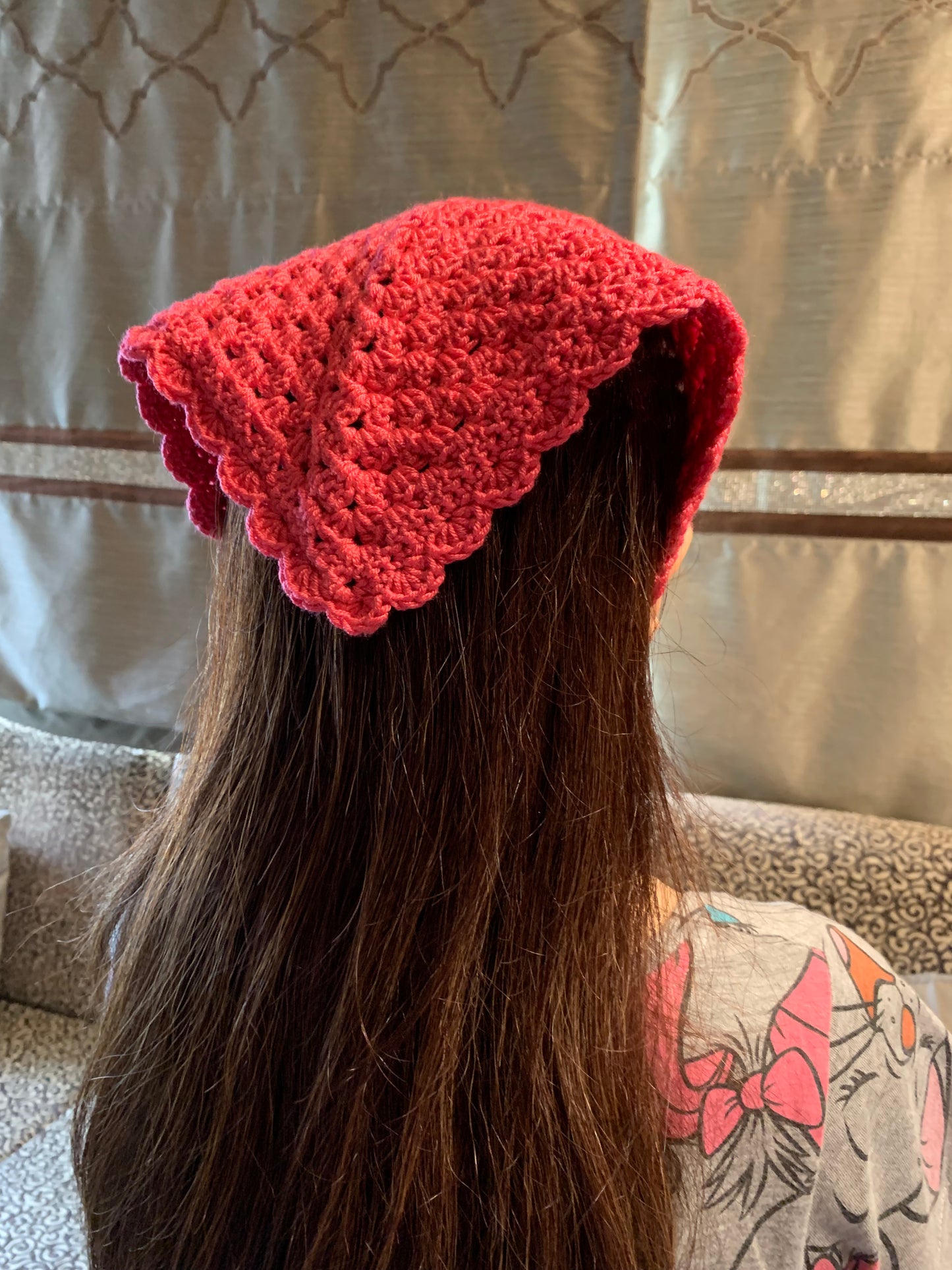 crochet bandana pink colour